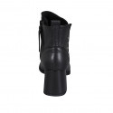 Woman's squared ankle boot with zipper and studs in black leather heel 7 - Available sizes:  32