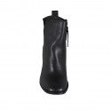 Woman's squared ankle boot with zipper and studs in black leather heel 7 - Available sizes:  32