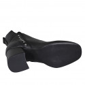 Woman's squared ankle boot with zipper and studs in black leather heel 7 - Available sizes:  32