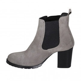 Stivaletto da donna con elastici in camoscio grigio tacco 7 - Misure disponibili: 42, 43 2