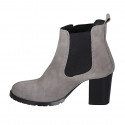 Woman's ankle boot with elastic bands in grey suede heel 7 - Available sizes:  32, 34, 42, 43, 45