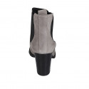 Woman's ankle boot with elastic bands in grey suede heel 7 - Available sizes:  34, 42, 43