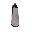 Woman's ankle boot with elastic bands in grey suede heel 7 - Available sizes:  34, 42, 43
