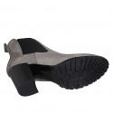 Woman's ankle boot with elastic bands in grey suede heel 7 - Available sizes:  34, 42, 43