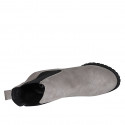 Woman's ankle boot with elastic bands in grey suede heel 7 - Available sizes:  34, 42, 43