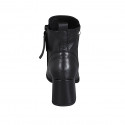 Woman's squared ankle boot with zipper and stud in black leather heel 7 - Available sizes:  43, 44