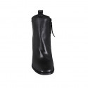 Woman's squared ankle boot with zipper and stud in black leather heel 7 - Available sizes:  44