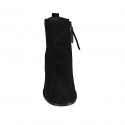 Woman's squared ankle boot with zipper and stud in black suede heel 7 - Available sizes:  32, 33, 42, 43, 45