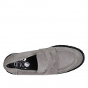 Woman's mocassin in grey suede heel 3 - Available sizes:  32