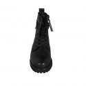 Woman's ankle boot in black leather with zipper and laces heel 3 - Available sizes:  33, 43, 44