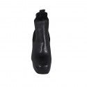 Botin para mujer con plataforma y elasticos en piel negra tacon 10 - Tallas disponibles:  42, 43