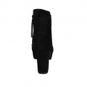 Woman's ankle boot with zipper, platform and accessory in black suede heel 10 - Available sizes:  32, 42, 43