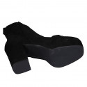 Woman's ankle boot with zipper, platform and accessory in black suede heel 10 - Available sizes:  32, 33, 34, 42, 43, 44, 45
