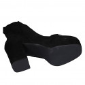 Woman's ankle boot with zipper, platform and accessory in black suede heel 10 - Available sizes:  32, 42, 43