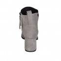 Woman's squared ankle boot with zipper and studs in grey suede heel 7 - Available sizes:  34, 42, 43, 45