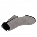 Woman's squared ankle boot with zipper and studs in grey suede heel 7 - Available sizes:  34, 42, 43, 45