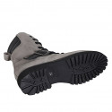 Woman's laced ankle boot with zipper and buckle in grey suede heel 3 - Available sizes:  33, 42, 44
