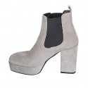 Bottines pour femmes avec elastiques et plateforme en daim gris talon 10 - Pointures disponibles:  42, 45