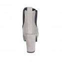 Botines para mujer con plataforma y elasticos en gamuza gris tacon 10 - Tallas disponibles:  42, 45