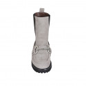 Bottines pour femmes avec elastiques et accessoire en daim gris talon 3 - Pointures disponibles:  42, 45