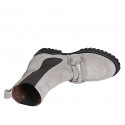 Bottines pour femmes avec elastiques et accessoire en daim gris talon 3 - Pointures disponibles:  42, 45