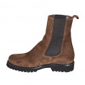 Woman's ankle boot with elastic bands in brown suede heel 3 - Available sizes:  43