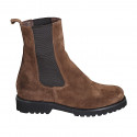 Woman's ankle boot with elastic bands in brown suede heel 3 - Available sizes:  43