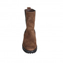 Bottines pour femmes avec élastiques en daim marron talon 3 - Pointures disponibles:  33, 34, 43, 44, 45