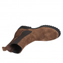 Woman's ankle boot with elastic bands in brown suede heel 3 - Available sizes:  43