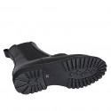 Woman's ankle boot with elastic bands and accessory in black leather heel 3 - Available sizes:  33, 43