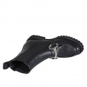 Bottines pour femmes avec elastiques et accessoire en cuir noir talon 3 - Pointures disponibles:  33, 34, 43, 44