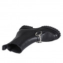 Woman's ankle boot with elastic bands and accessory in black leather heel 3 - Available sizes:  33, 43