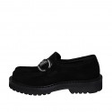 Mocassin pour femmes avec accessoire en daim noir talon 3 - Pointures disponibles:  32