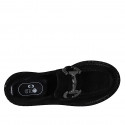 Mocassin pour femmes avec accessoire en daim noir talon 3 - Pointures disponibles:  32