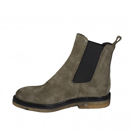 Bottines pour femmes en daim vert olive avec élastiques talon 3 - Pointures disponibles:  44 2