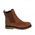 Bottines pour femmes avec élastiques en daim cognac talon 3 - Pointures disponibles:  33, 44