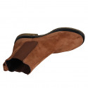 Bottines pour femmes avec élastiques en daim cognac talon 3 - Pointures disponibles:  33, 44
