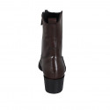 Woman's Texan ankle boot with zipper in dark brown leather heel 5 - Available sizes:  44, 45, 47