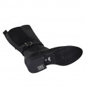 Woman's boot in black leather with elastic bands and buckle heel 3 - Available sizes:  44