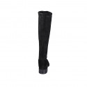 Botas para mujer en gamuza y material elastico negro tacon 3 - Tallas disponibles:  33, 34, 44, 45, 47