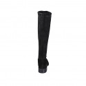 Bottes pour femmes en daim et matériau élastique noir talon 3 - Pointures disponibles:  33, 34, 44, 45, 47