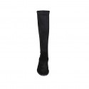 Woman's boot in black suede and elastic material heel 3 - Available sizes:  33, 34, 44, 45, 47