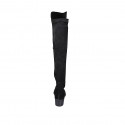 Botas tejanas a punta para mujer en gamuza negra y material elastico con cremallera tacon 5 - Tallas disponibles:  34, 43, 47