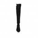 Stivale a punta texano al ginocchio con cerniera da donna in camoscio ed elasticizzato nero tacco 5 - Misure disponibili: 34, 43, 47