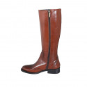 Woman's boot in tan brown leather with zipper and wingtip heel 3 - Available sizes:  43