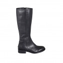 Woman's boot in black leather with zipper and wingtip heel 3 - Available sizes:  33, 44, 45