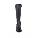Woman's boot in black leather with zipper and wingtip heel 3 - Available sizes:  33, 44, 45