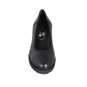 Zapato de salon con puntera para mujer en piel negra tacon 6 - Tallas disponibles:  42, 43