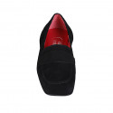 Mocasin con punta cuadrada y elasticos para mujer en gamuza negra tacon 1 - Tallas disponibles:  32, 33, 42