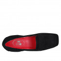 Woman's loafer with squared tip and elastic bands in black suede heel 1 - Available sizes:  32